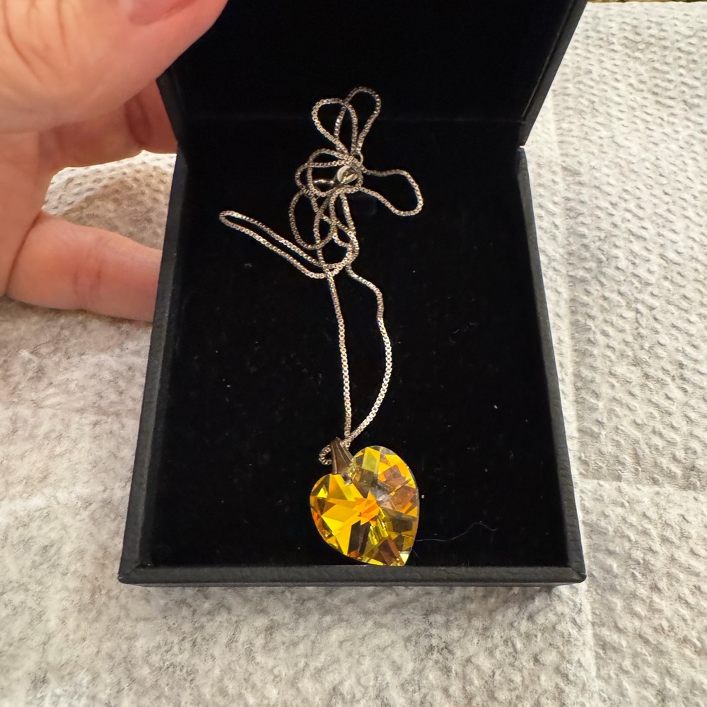 Heart-Shaped Yellow Pendant Necklace